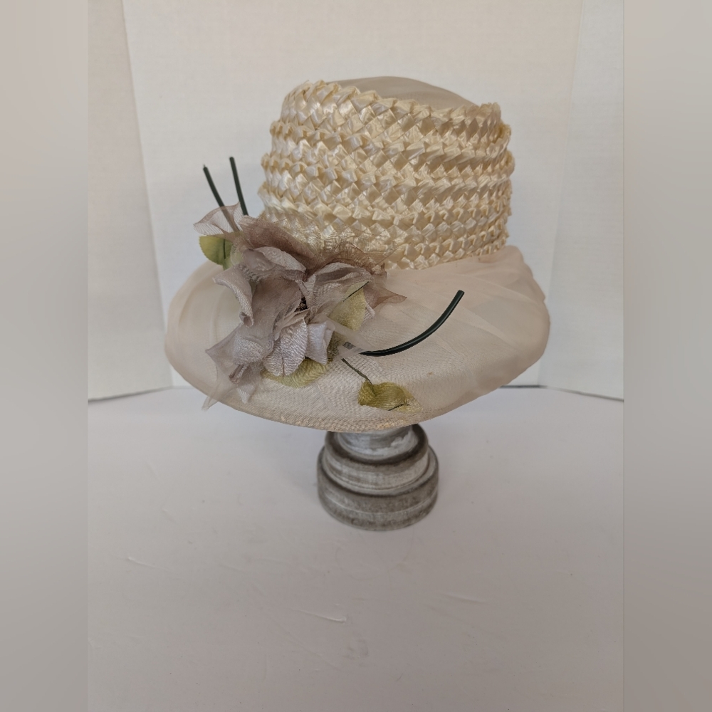 Vintage Hat Cream Floral Women's Hat By Maxine